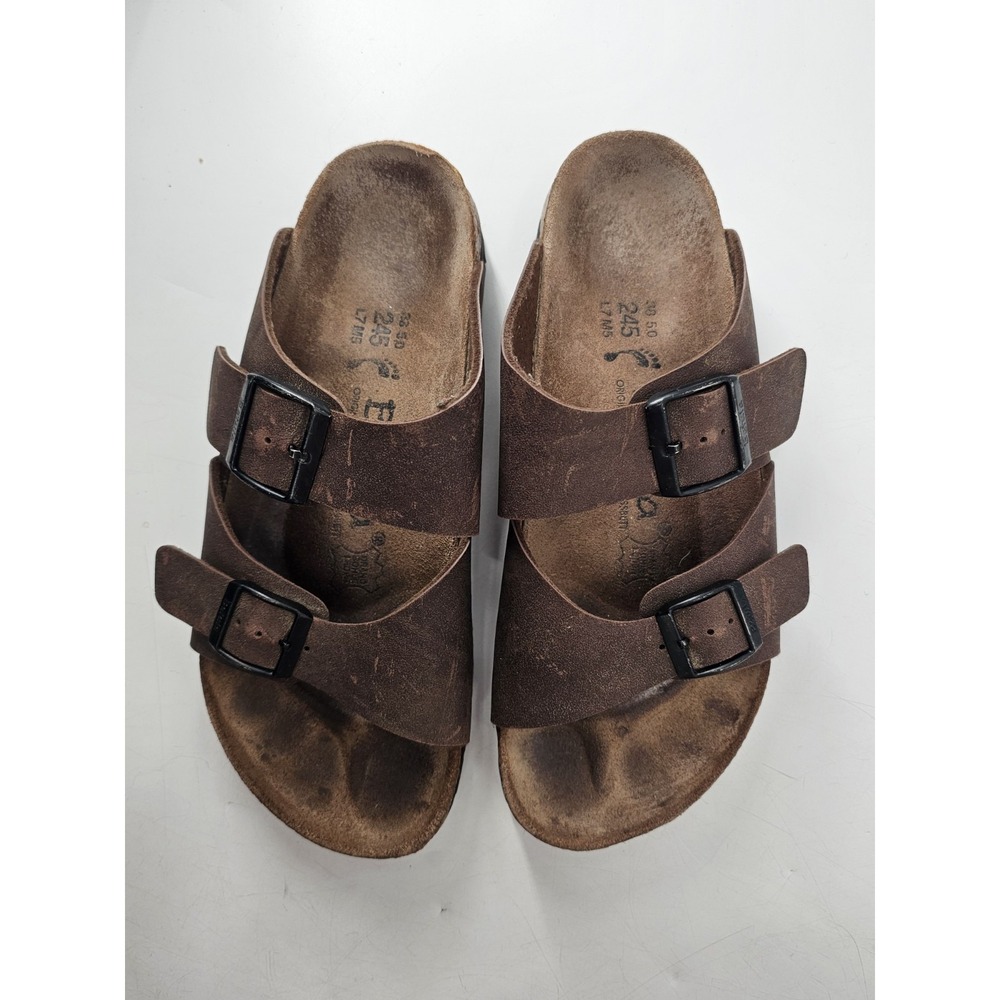 Betula Birkenstock Womens 7 Mens‎ 5 Double Strap Buckle Sandal Brown Leather